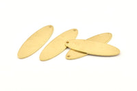 Brass Oval Charm, 8 Raw Brass Oval Charms With 1 Hole, Pendants, Earrings, Findings (35x11x1mm) D1354