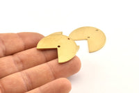 Brass Geometric Charm, 4 Raw Brass Pizza Slice Charms With 2 Holes, Pendants, Connectors (30x25x1.2mm) D1366