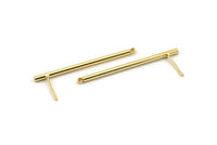Gold Stick Earring, 2 Gold Plated Brass Stick Stud Earrings With 1 Hole (2x40mm) D1556