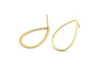 Gold Drop Earring, 6 Gold Plated Brass Drop Stud Earrings (22x14mm) D1547
