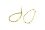 Gold Drop Earring, 6 Gold Plated Brass Drop Stud Earrings (22x14mm) D1547