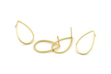 Gold Drop Earring, 6 Gold Plated Brass Drop Stud Earrings (22x14mm) D1547