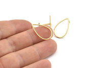 Gold Drop Earring, 6 Gold Plated Brass Drop Stud Earrings (22x14mm) D1547