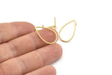 Gold Drop Earring, 6 Gold Plated Brass Drop Stud Earrings (22x14mm) D1547