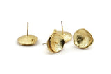 Gold Round Earring, 2 Gold Plated Brass Round Earring Studs, With 1 Loop (15mm) N1218