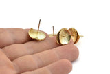 Gold Round Earring, 2 Gold Plated Brass Round Earring Studs, With 1 Loop (15mm) N1218