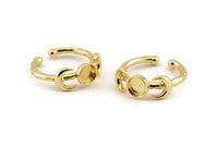 Gold Ring Settings, Gold Plated Brass Moon And Planet Ring With 1 Stone Setting - Pad Size 6mm N1159 Q0991
