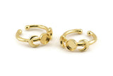 Gold Ring Settings, Gold Plated Brass Moon And Planet Ring With 1 Stone Setting - Pad Size 6mm N1159 Q0991