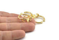 Gold Ring Settings, Gold Plated Brass Moon And Planet Ring With 1 Stone Setting - Pad Size 6mm N1159 Q0991