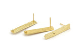 Gold Rectangle Earring, 4 Gold Plated Brass Rectangle Stud Earrings (31x6x0.80mm) N1221