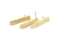 Gold Rectangle Earring, 4 Gold Plated Brass Rectangle Stud Earrings (31x6x0.80mm) N1221