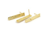 Gold Rectangle Earring, 4 Gold Plated Brass Rectangle Stud Earrings (31x6x0.80mm) N1221