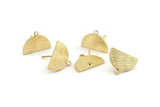 Gold Moon Earring, 4 Gold Plated Brass Half Moon Stud Earrings (11x15x1.2mm) Q0975