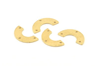 Brass Geometric Pendant, 24 Raw Brass Semi Circle Blanks With 3 Holes, Connectors, Charms, Findings (19x10x5x0.80mm) D1521