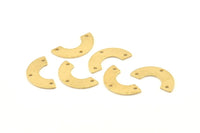 Brass Geometric Pendant, 24 Raw Brass Semi Circle Blanks With 3 Holes, Connectors, Charms, Findings (19x10x5x0.80mm) D1521