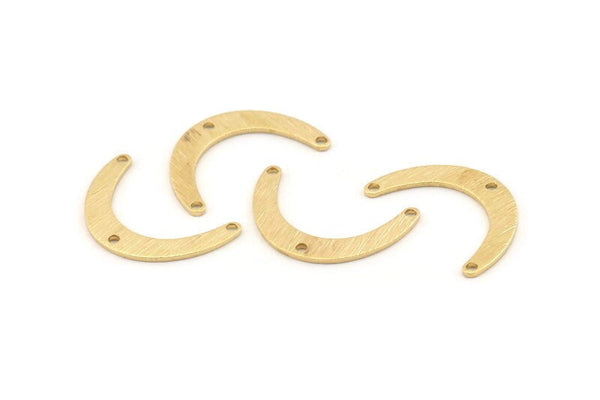 Brass Boomerang Charm, 24 Textured Raw Brass Boomerang Connectors With 3 Holes, Findings (20x13x4x0.80mm) D1531