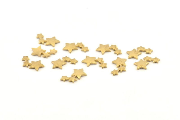 Brass Star Bead, 100 Raw Brass Comet Beads (13x1.5mm) D1383