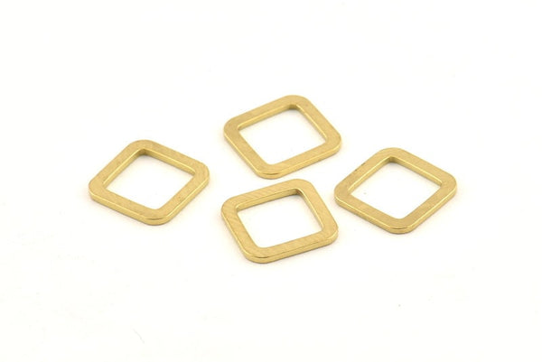Brass Square Connector, 25 Raw Brass Square Connectors (12x0.90mm) D1613