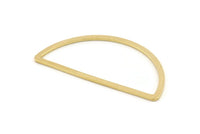 Brass Half Moon, 12 Raw Brass Semi Circle Connectors (23x45x2x1mm) D1493