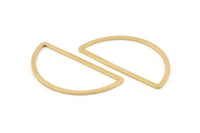 Brass Half Moon, 12 Raw Brass Semi Circle Connectors (23x45x2x1mm) D1493
