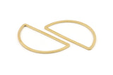 Brass Half Moon, 12 Raw Brass Semi Circle Connectors (23x45x2x1mm) D1493