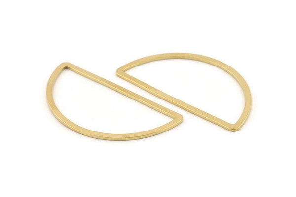 Brass Half Moon, 12 Raw Brass Semi Circle Connectors (23x45x2x1mm) D1493