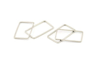 Silver Rectangle Connector, 50 Silver Tone Brass Rectangle Connectors, Charms, Findings (13x23x0.80mm) D1477