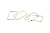 Silver Rectangle Connector, 50 Silver Tone Brass Rectangle Connectors, Charms, Findings (13x23x0.80mm) D1477