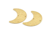 Brass Moon Charm, 10 Textured Raw Brass Crescent Moon Charms With 2 Holes, Findings, Connectors (28x12x0.80mm) D1388