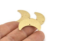 Brass Moon Charm, 10 Textured Raw Brass Crescent Moon Charms With 2 Holes, Findings, Connectors (28x12x0.80mm) D1388
