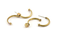 Brass Ear Wire, 8 Raw Brass Earring Stud For Pearl, Earring Findings (21mm) D1312