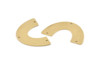 Brass Geometric Charm, 8 Raw Brass Semi Circle Blanks With 3 Holes, Connectors, Pendants, Findings (34x21x0.80mm) D1538