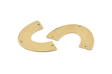 Brass Geometric Charm, 8 Raw Brass Semi Circle Blanks With 3 Holes, Connectors, Pendants, Findings (34x21x0.80mm) D1538