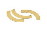 Brass Geometric Pendant, 8 Raw Brass Semi Circle Blanks With 2 Holes, Charms, Findings (47x8x1mm) D1362