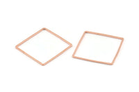 Rose Gold Square Charm, 25 Rose Gold Tone Brass Square Connectors, Charms, Findings (30x1mm) D1585