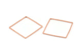 Rose Gold Square Charm, 25 Rose Gold Tone Brass Square Connectors, Charms, Findings (30x1mm) D1585