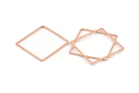 Rose Gold Square Charm, 25 Rose Gold Tone Brass Square Connectors, Charms, Findings (30x1mm) D1585