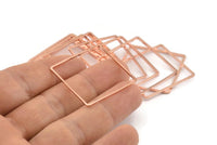 Rose Gold Square Charm, 25 Rose Gold Tone Brass Square Connectors, Charms, Findings (30x1mm) D1585
