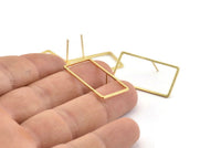 Gold Rectangle Earring 6 Gold Plated Brass Rectangle Stud Earrings (30x15x1mm) D1562