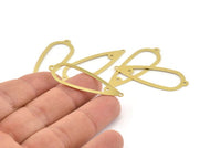 Brass Drop Charm, 24 Raw Brass Carrot Pendants With 3 Holes, Connectors, Findings (42x16x0.50mm) A1388
