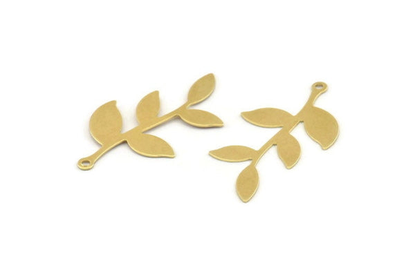 Brass Leaf Charm, 24 Raw Brass Leaf Charms With 1 Loop, Findings (35x19x0.50mm) A1385