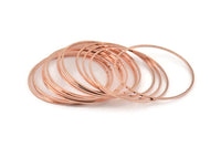 45mm Circle Connector, 12 Rose Gold Tone Brass Circle Connectors (45x1x1mm) D1601