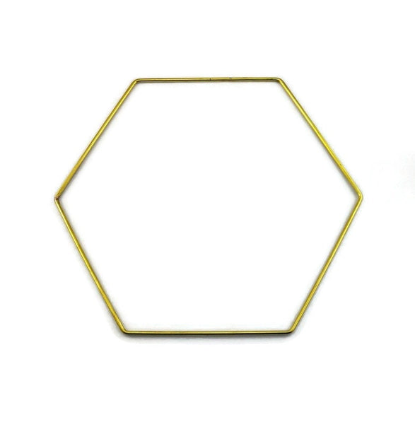 Brass Macrame Ring, Raw Brass Hexagon Macrame Hoop, Wall Art Decor, Dreamcatcher, Hanging (190x220x3mm)