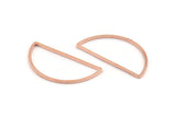 Rose Gold Half Moon, 12 Rose Gold Tone Brass Semi Circle Connectors (15x30x1mm) D1599