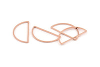 Rose Gold Half Moon, 12 Rose Gold Tone Brass Semi Circle Connectors (15x30x1mm) D1599