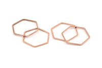 Rose Gold Hexagon Charm, 24 Rose Gold Tone Brass Hexagon Ring Charms, Connectors (25x1mm) D1661
