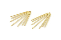 Gold Wire Charm, 2 Gold Plated Brass Wire Charm With 1 Hole (33x20x1mm) D1606