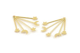 Gold Moon Charm, Gold Plated Brass Moon And Star Charms With 1 Hole (41x38x1mm) D1593