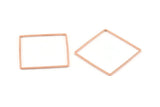 Rose Gold Square Charm, 4 Rose Gold Tone Brass Square Connectors, Charms, Findings (35x1mm) D1577