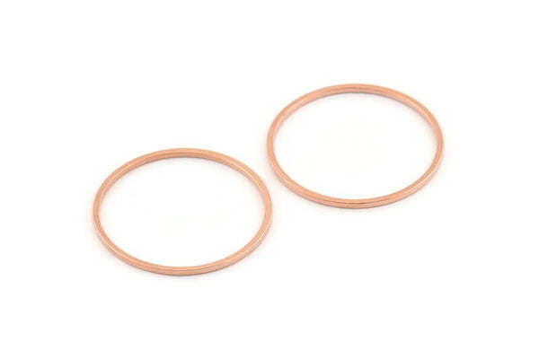 25mm Circle Connector, 24 Rose Gold Tone Brass Circle Connectors (25x1mm) D1455
